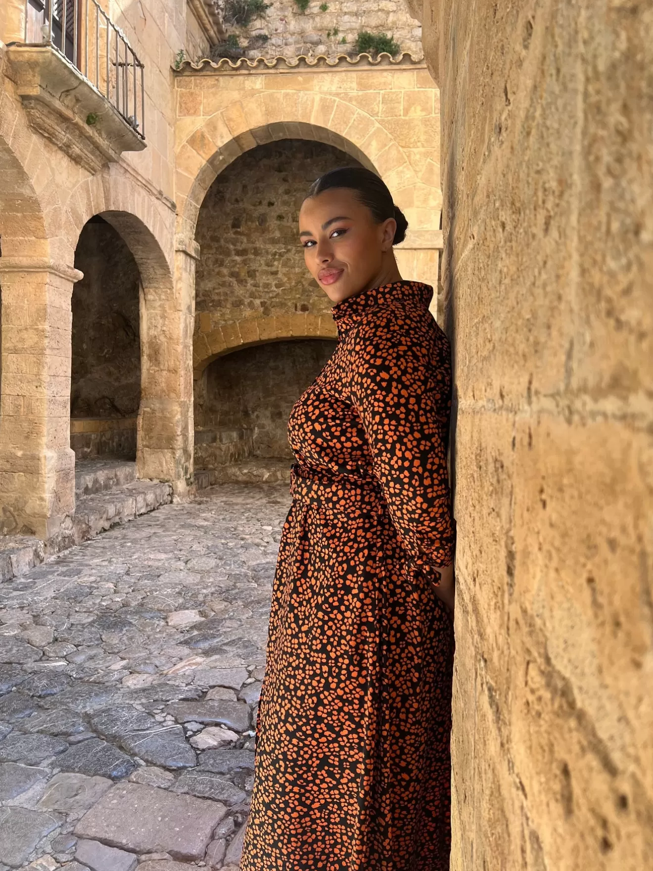 Dancing Leopard Nursing Dresses | Shirt Dresses-Dove Dress In Orange On Black Leopard - Extended Sizing
