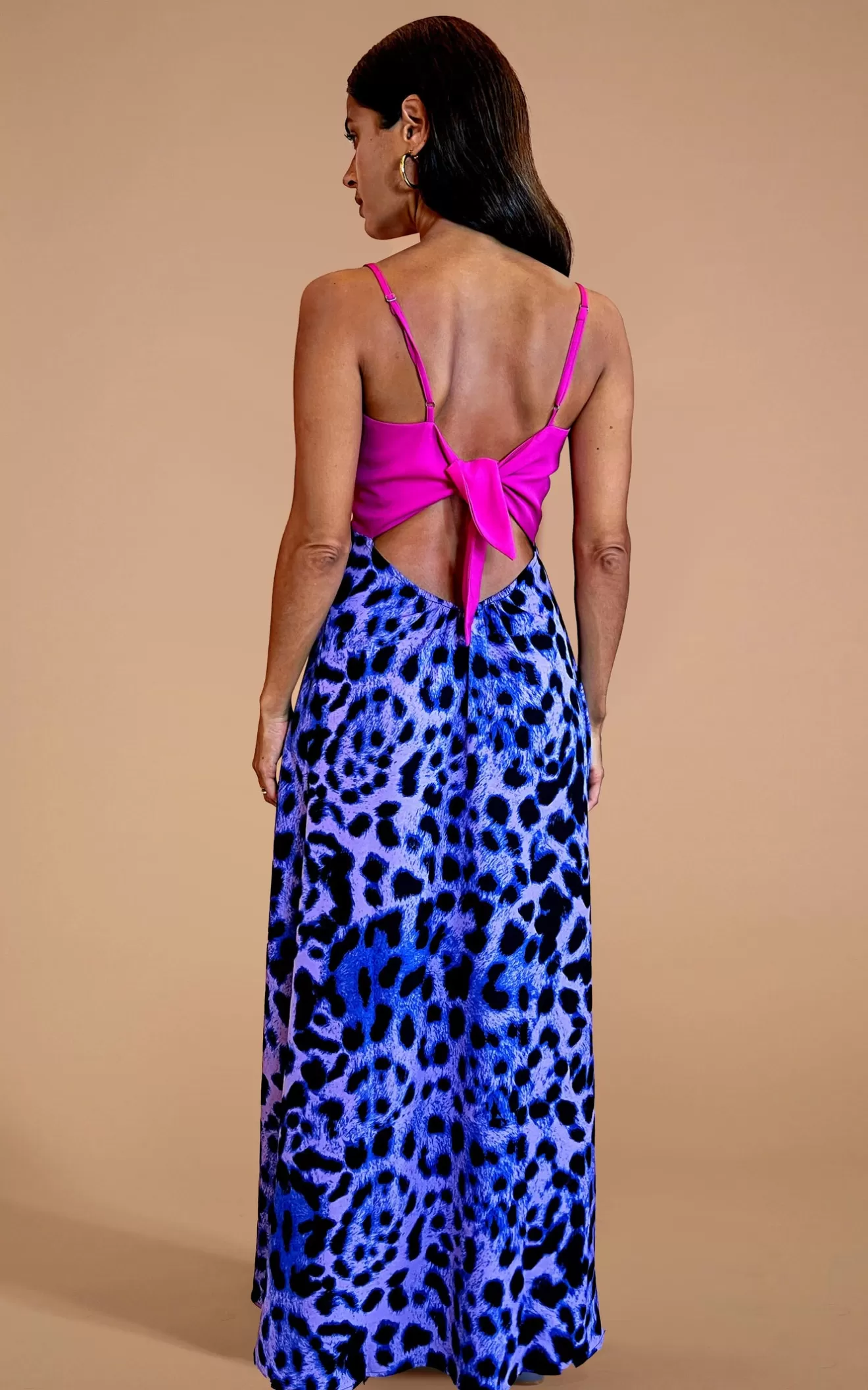 Dancing Leopard Summer Dresses | Wedding Guest Dresses-Florence Dress In Magenta And Lilac Leopard Mix