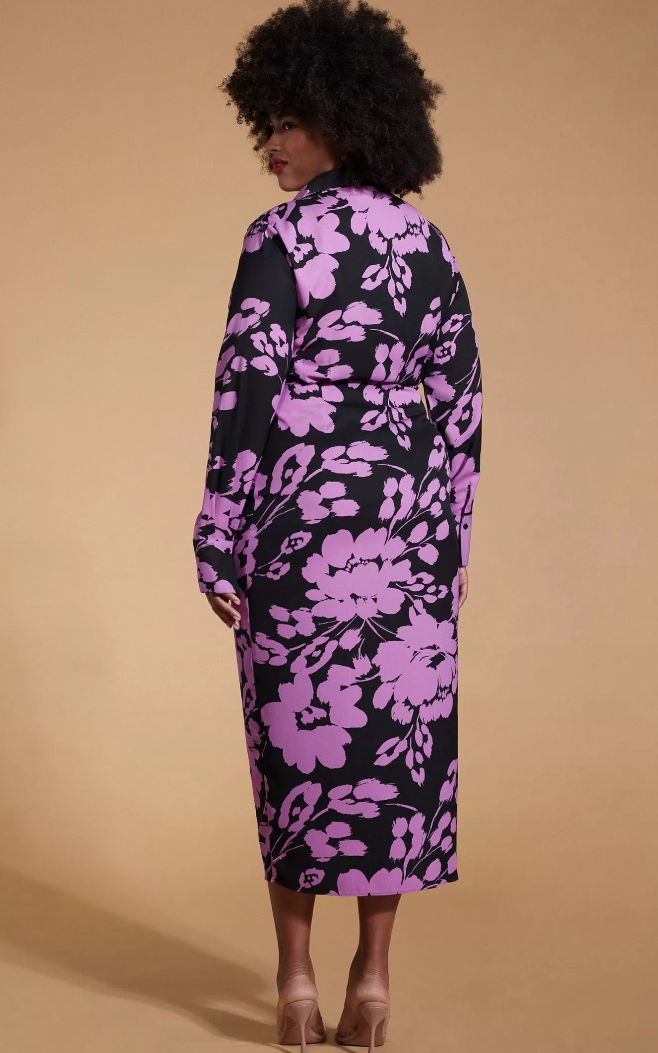 Dancing Leopard Nursing Dresses | Wrap Dresses-Frankie Wrap Dress In Lilac On Black Floral - Extended Sizing