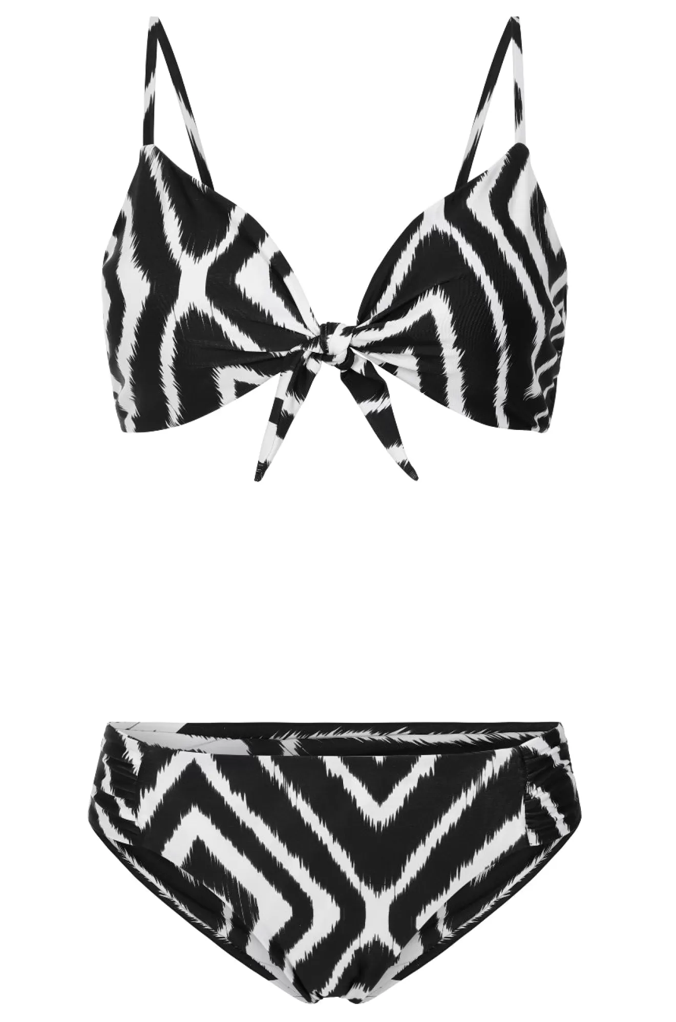 Dancing Leopard Premium - Resortwear | Swimwear-HALO Miyanna Ruched Brief In Black And White Ikat