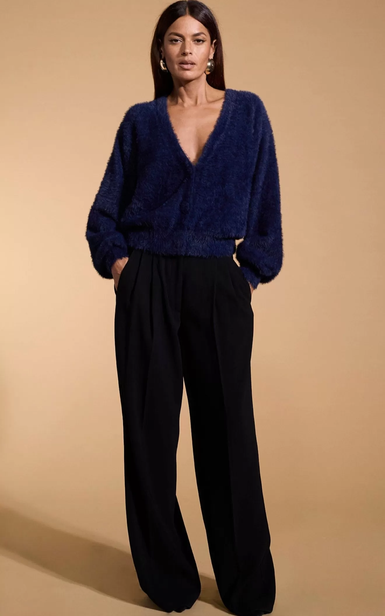 Dancing Leopard Knitwear-Harper Cardigan In Navy