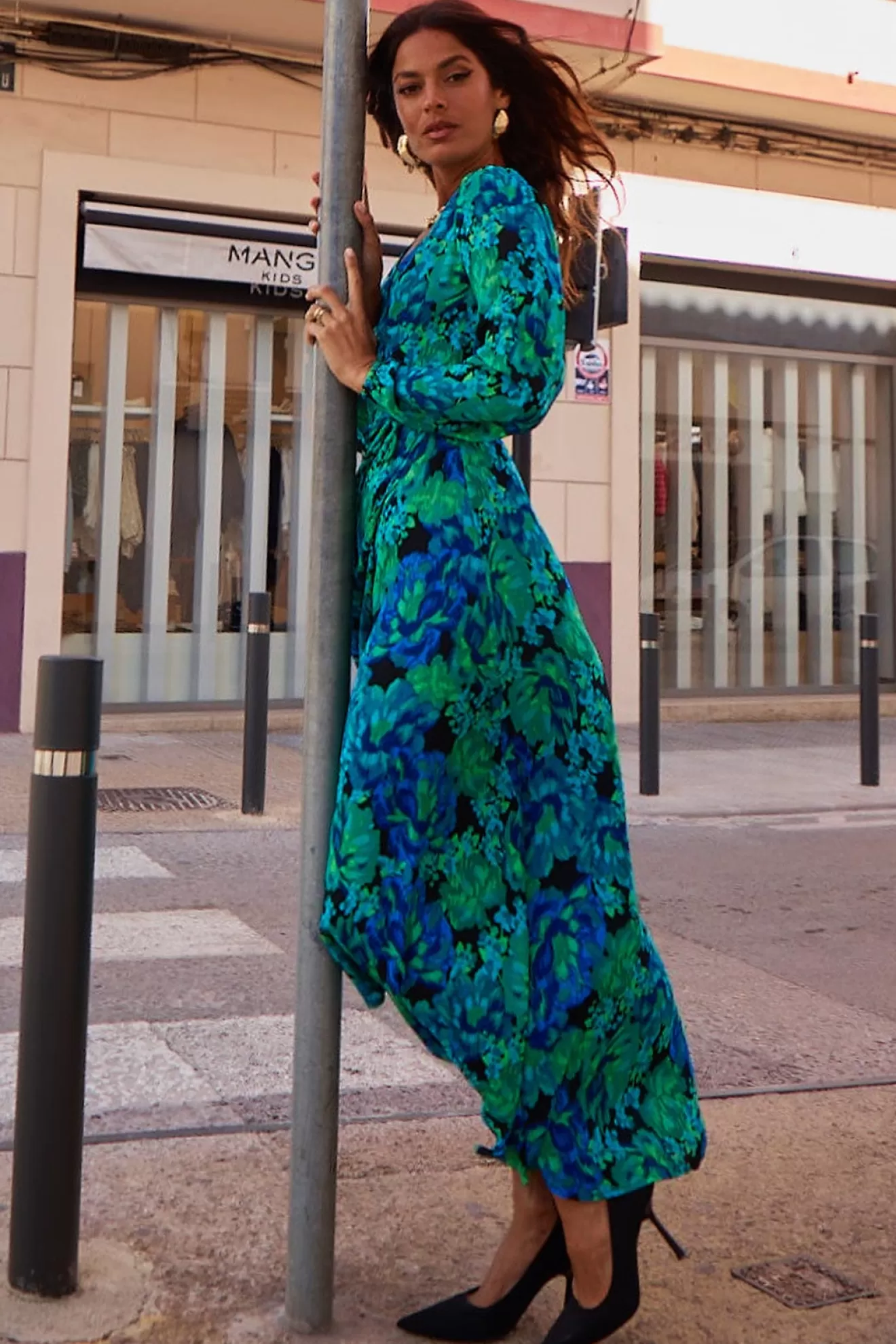 Dancing Leopard Wedding Guest Dresses | Nursing Dresses-Jagger Maxi Dress In Blue & Green Floral