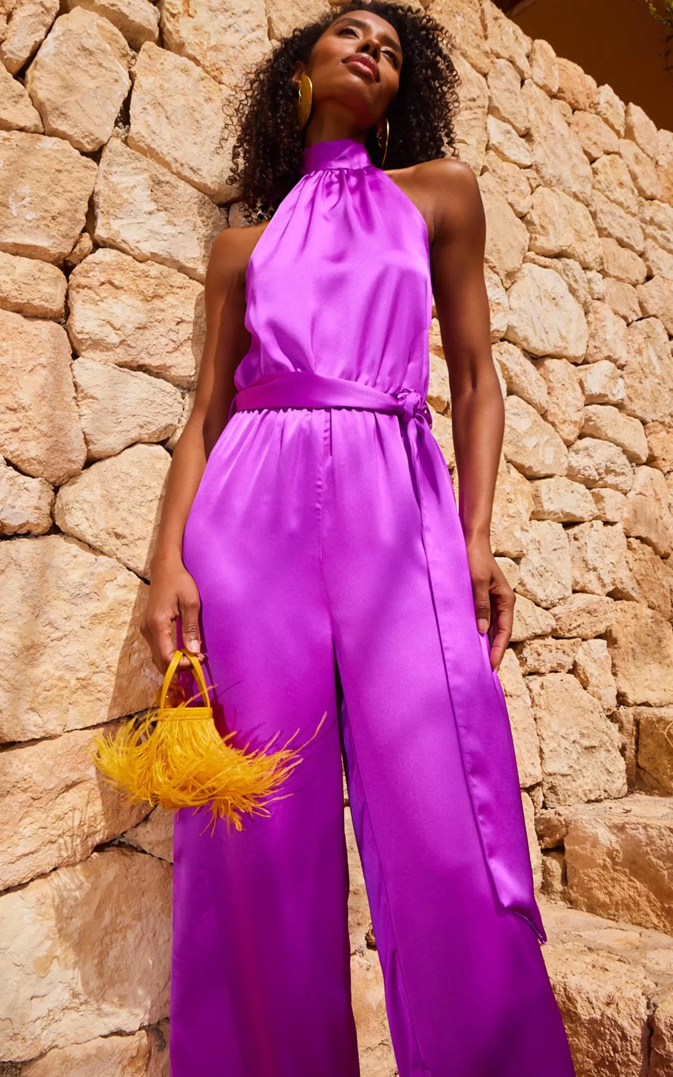 Dancing Leopard Jumpsuits-Jovina Halterneck Jumpsuit In Vibrant Purple