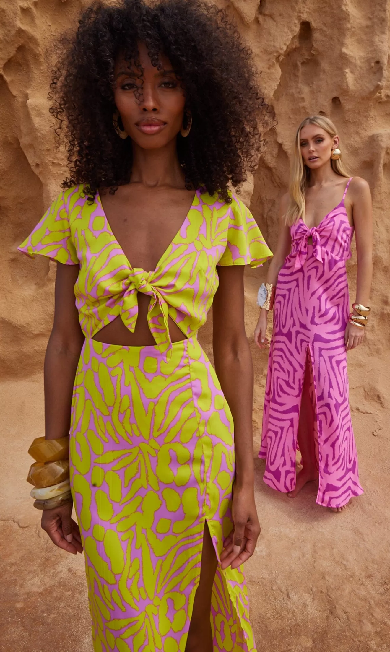 Dancing Leopard Summer Dresses | Maxi Dresses-Lily Dress In Zebro Yellow On Lilac