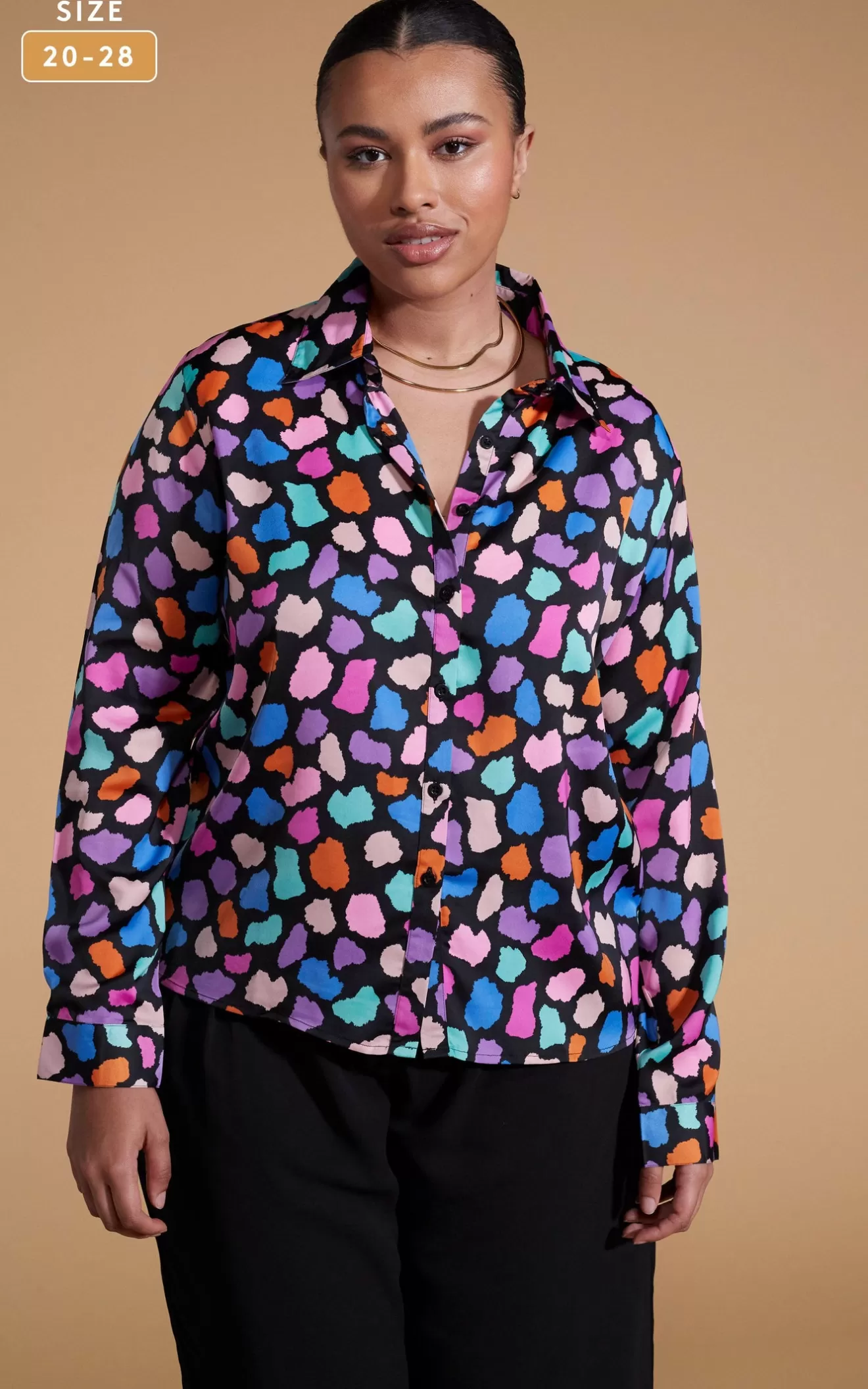 Dancing Leopard Tops & Shirts-Nevada Satin Shirt In Multi Cloud - Extended Sizing