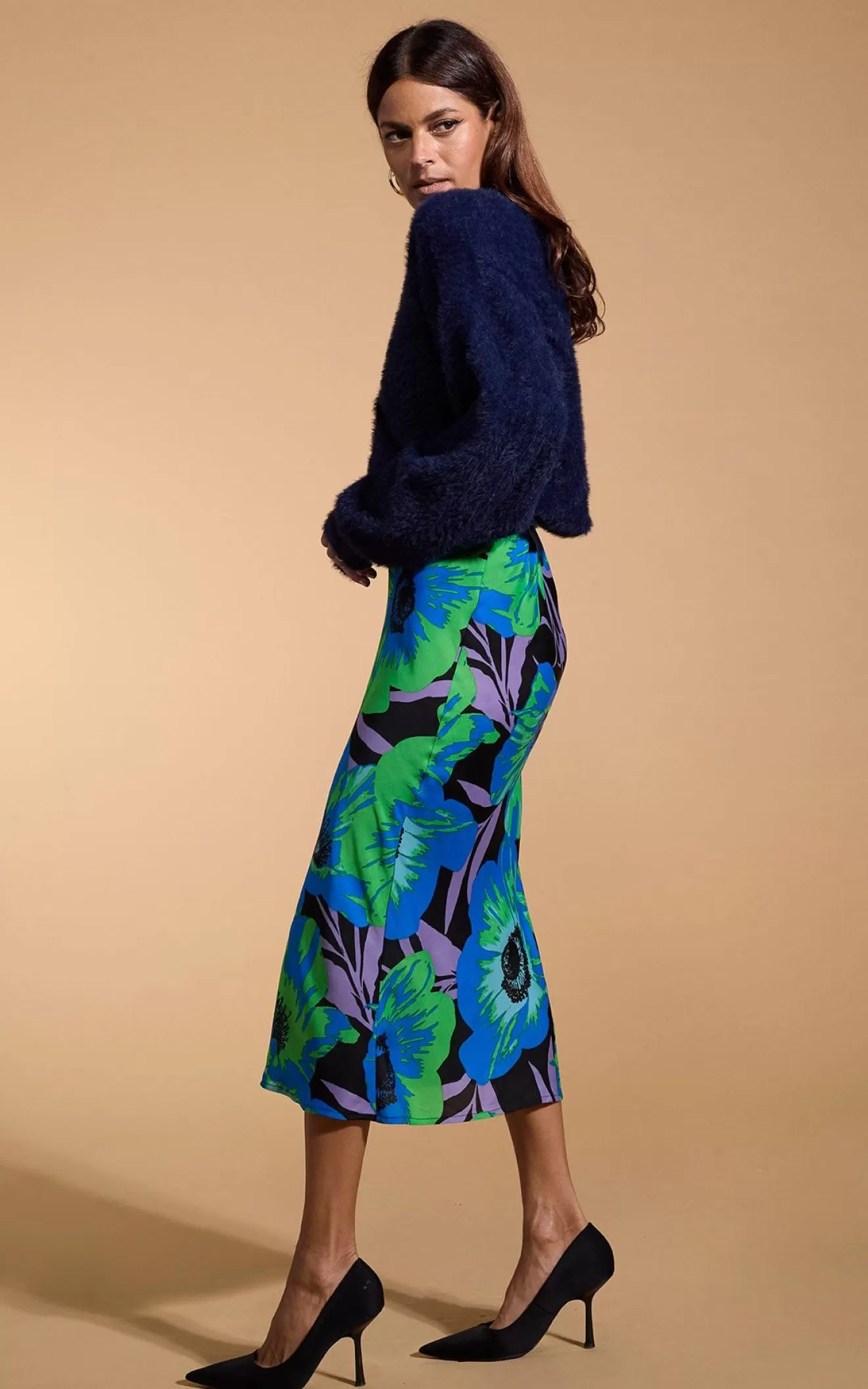 Dancing Leopard Skirts-Renzo Skirt In Blue On Black Poppy