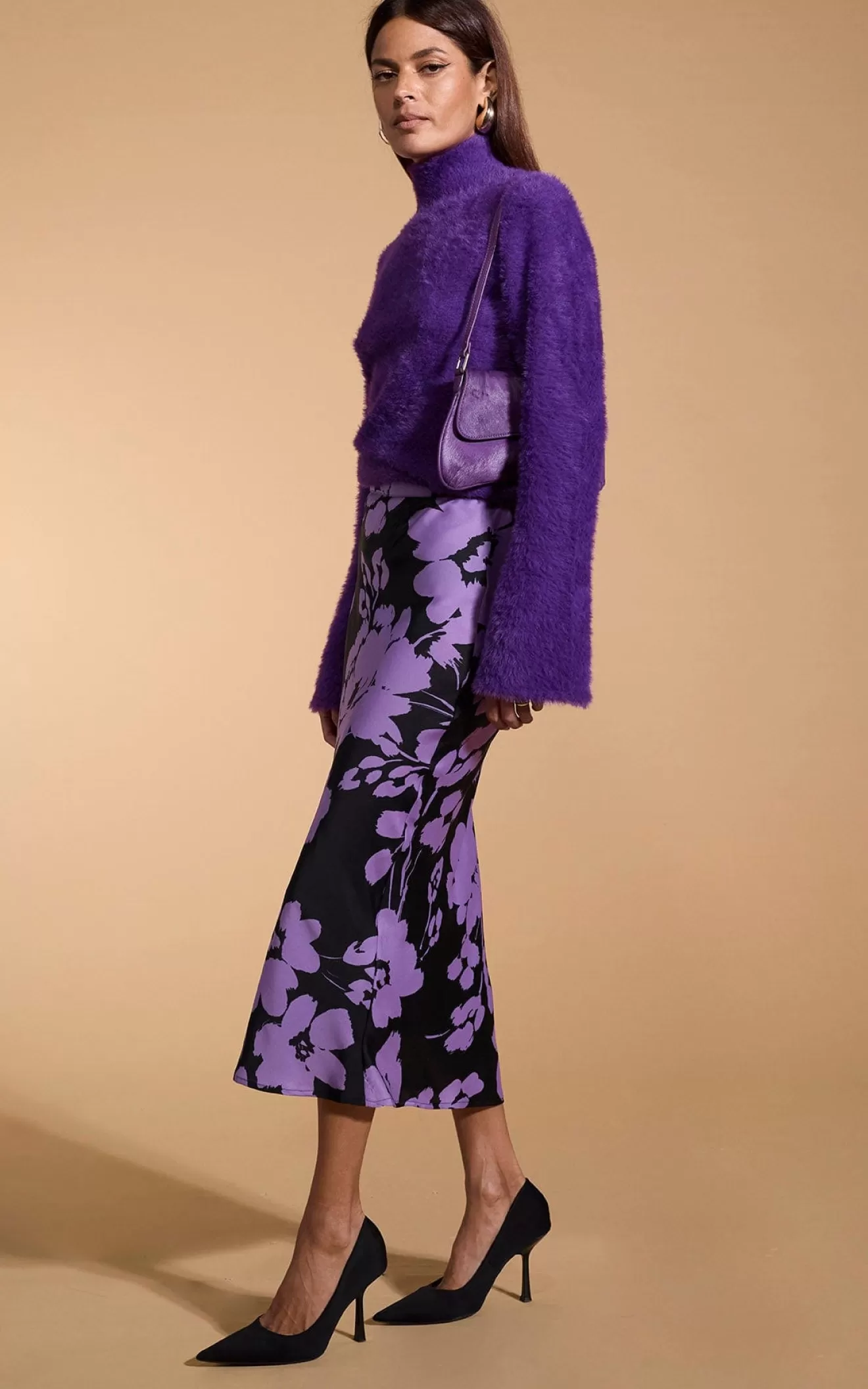 Dancing Leopard Skirts-Renzo Skirt In Lilac On Black Floral