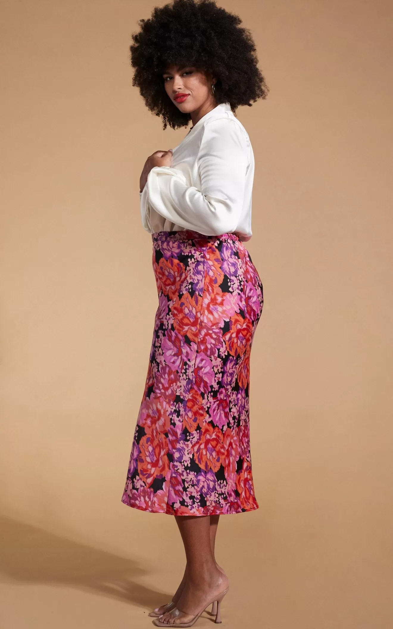 Dancing Leopard Skirts-Renzo Skirt In Red & Lilac Floral - Extended Sizing