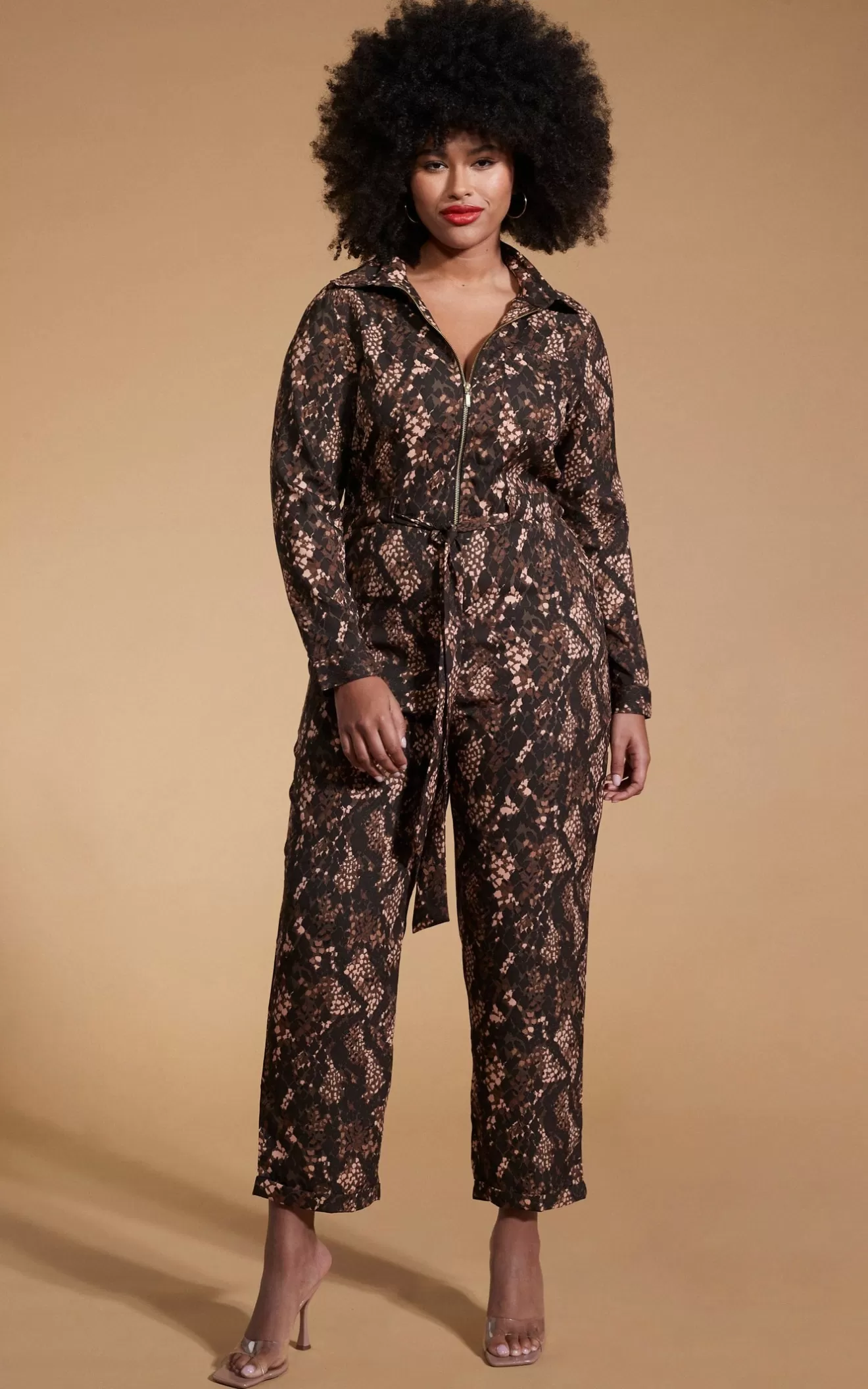 Dancing Leopard Jumpsuits-Roxanna Jumpsuit In Brown Snake - Extended Sizing