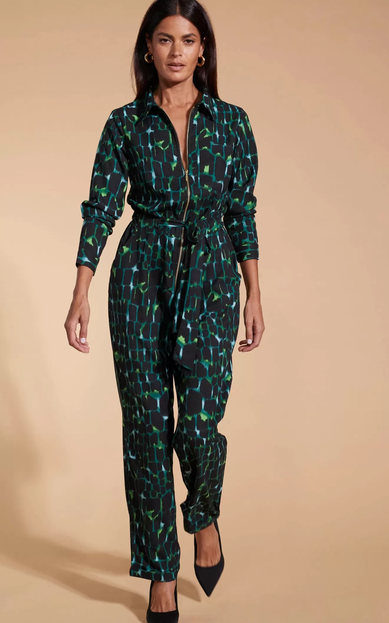 Dancing Leopard Jumpsuits-Roxanna Jumpsuit In Green Alligator