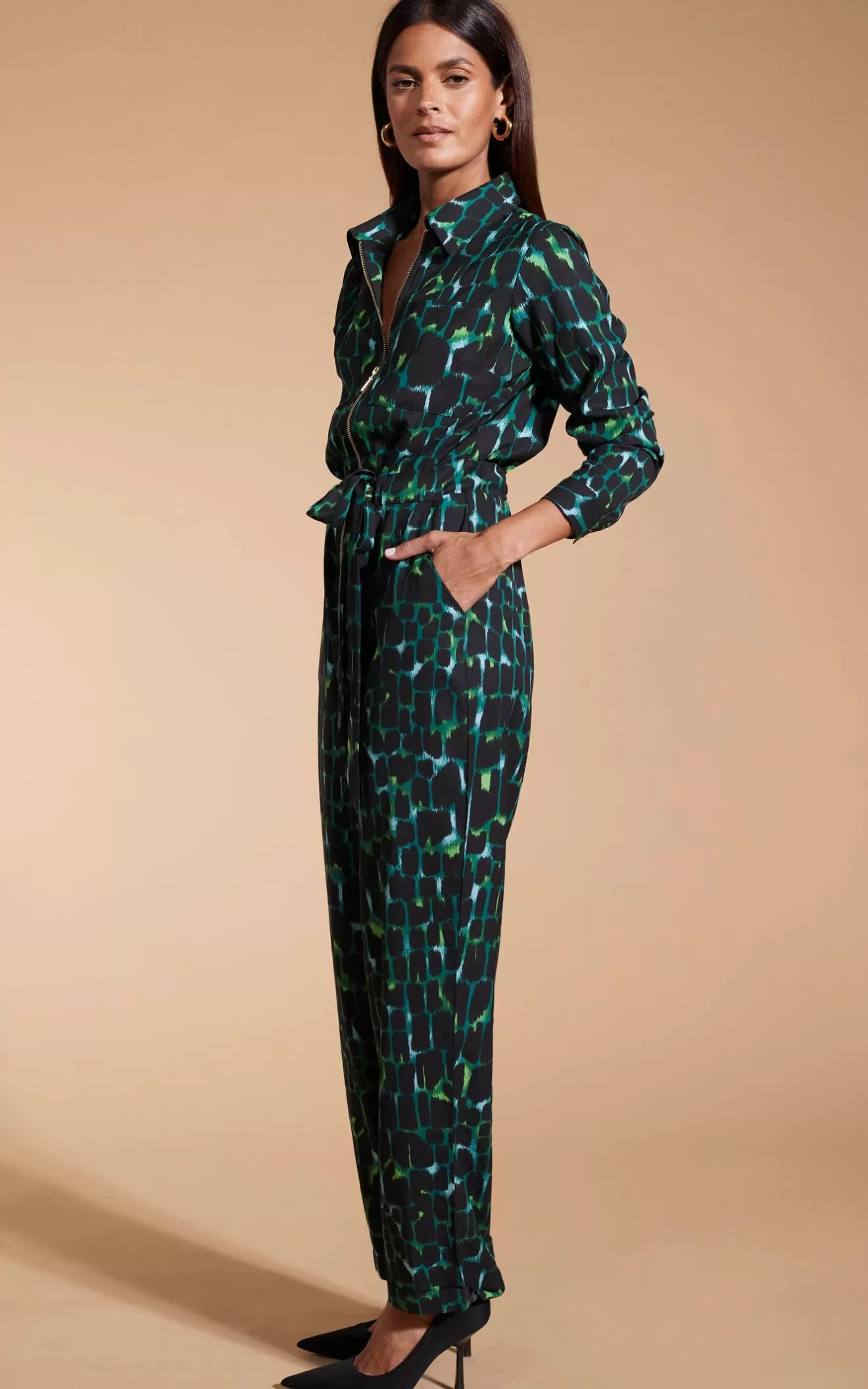 Dancing Leopard Jumpsuits-Roxanna Jumpsuit In Green Alligator