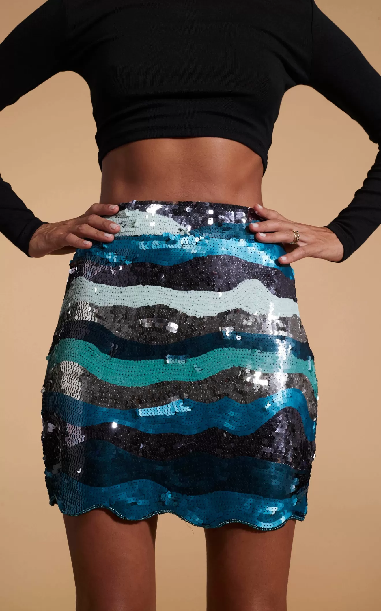 Dancing Leopard Skirts-Zinnea Sequin Mini Skirt In Ocean